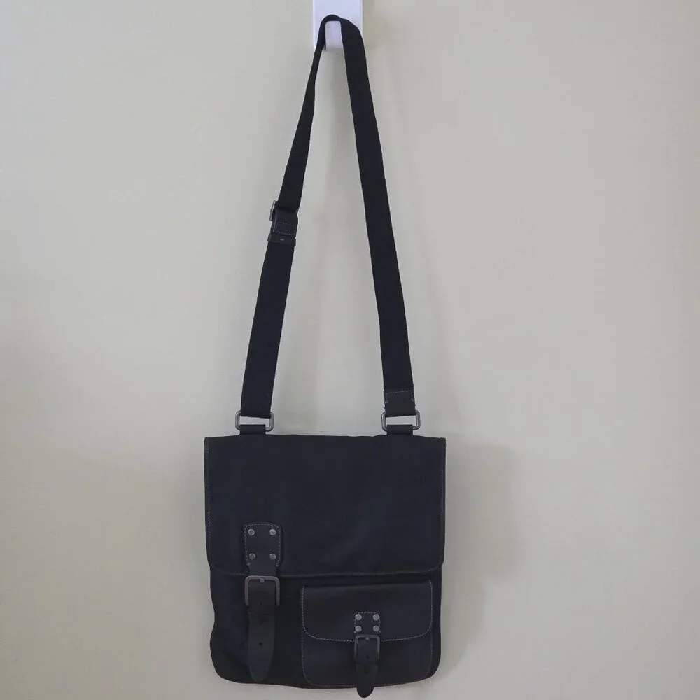 Cesare Paciotti Messenger Cross Body Dagger AOP Bag Made In Italy Black Embossed
